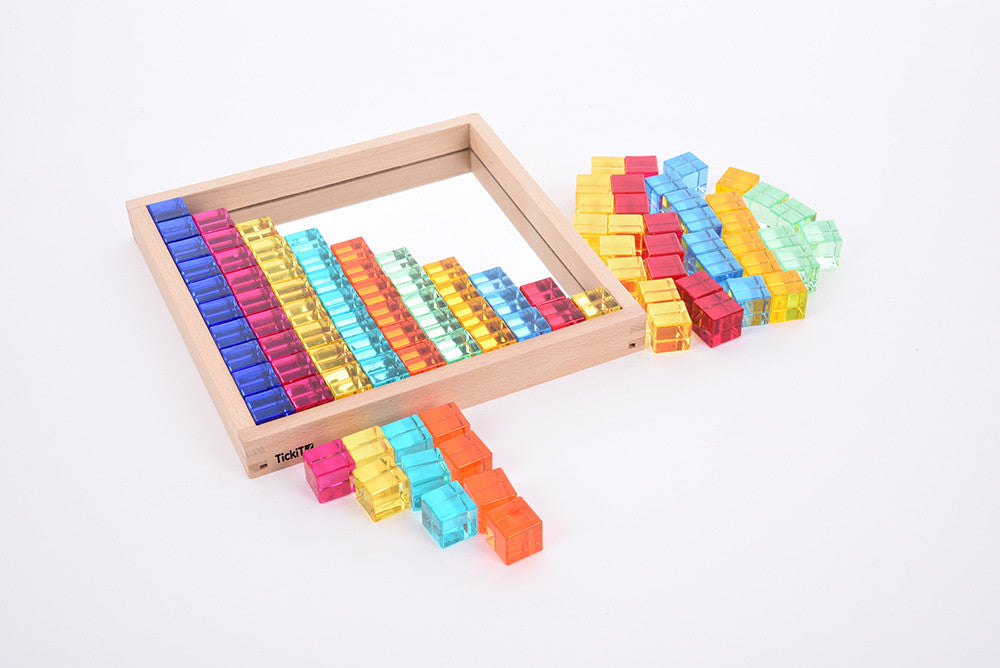 Mirror tray with cubes