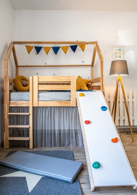 House Bed with Climbing Wall