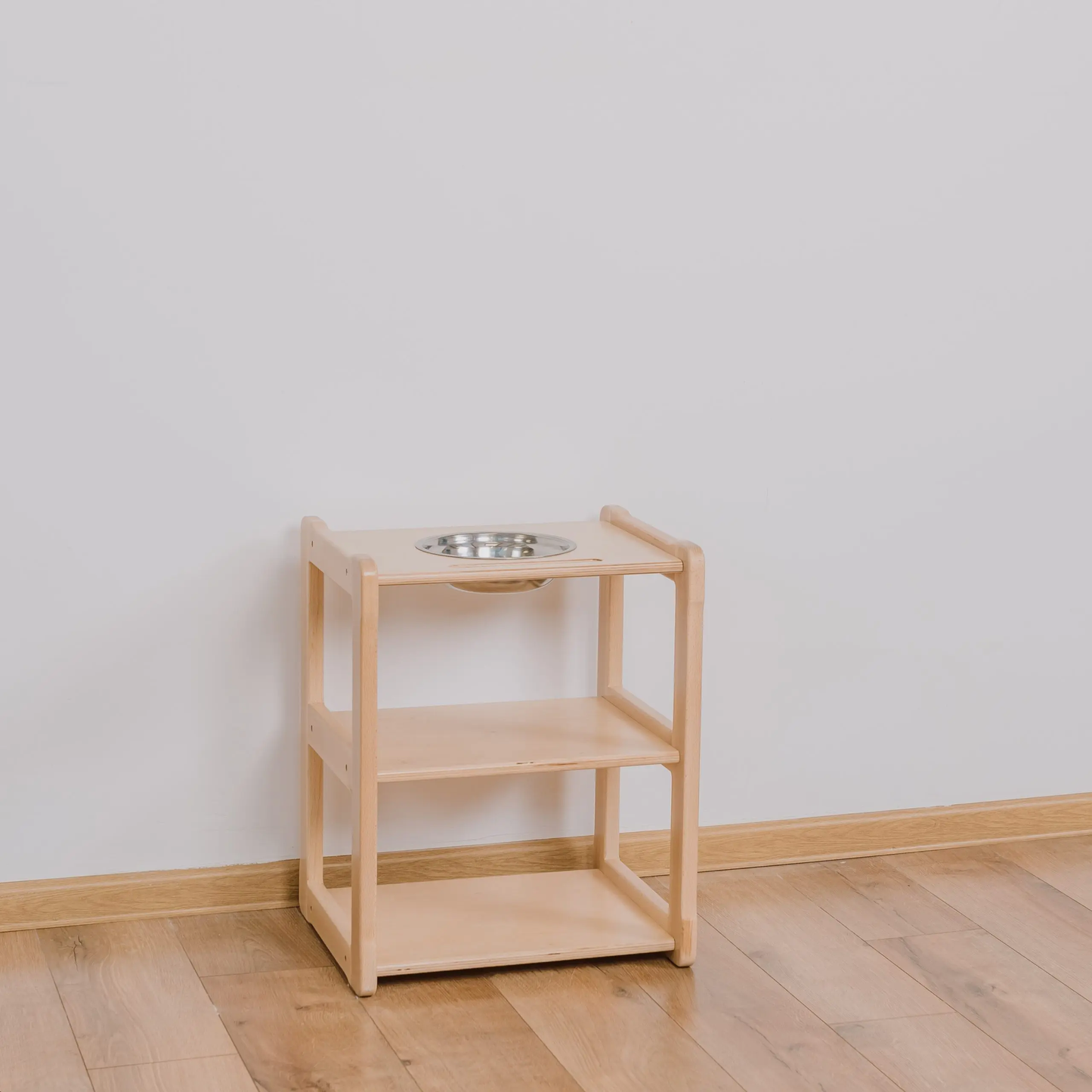 Montessori washbasin with mirror combined with a small shelf